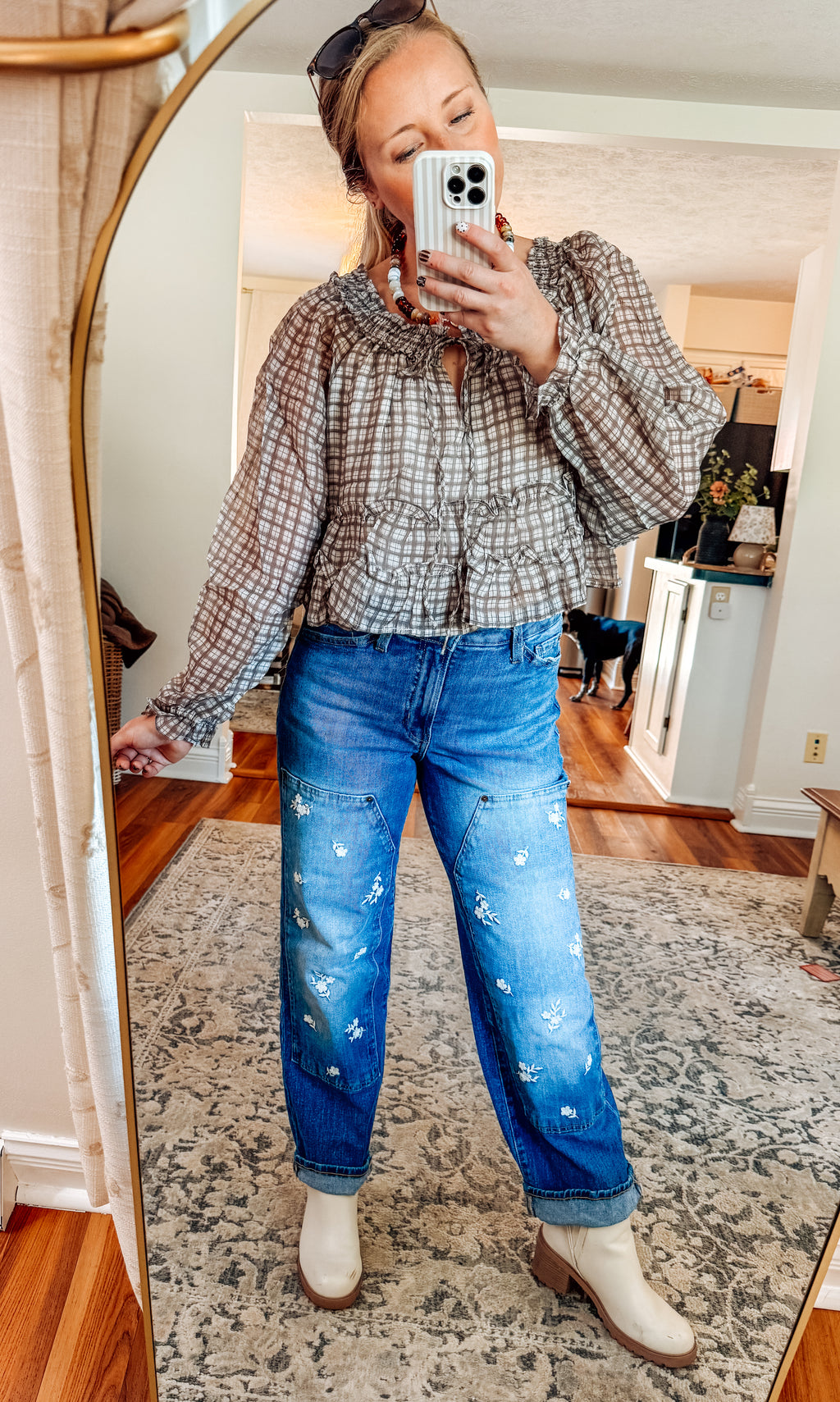 Autumn Charm Plaid Ruffled Blouse