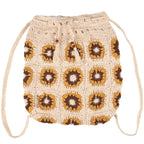 Crochet Sunflower Drawstring Bag