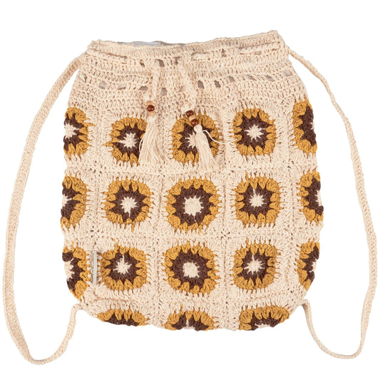 Crochet Sunflower Drawstring Bag