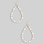Pearl And Faceted Beaded Tear Dangle Earrings