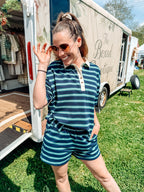 The Sideline Striped Collared Top