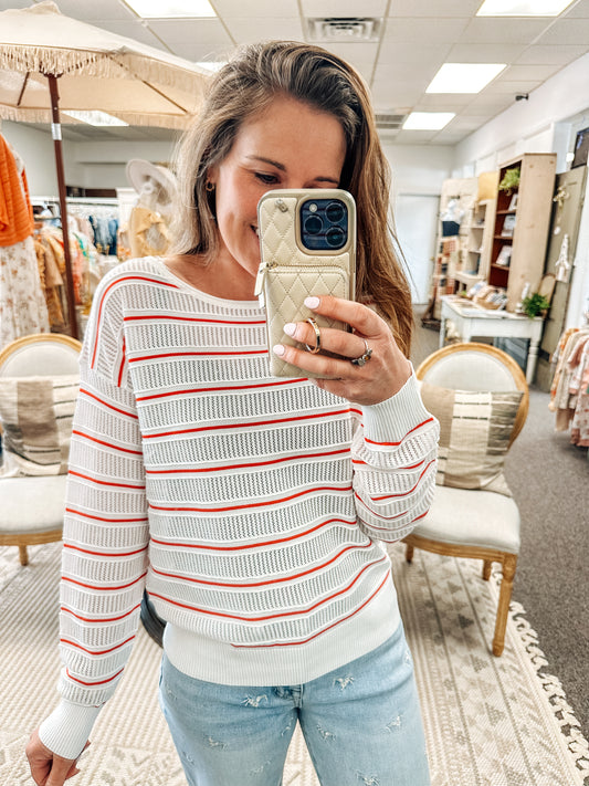 Play with Papaya Striped Sweater (S-XL)