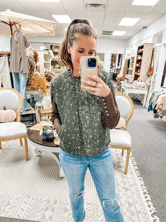 Evergreen Eve Floral Vest (S-XL)