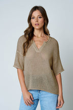 Meet me at the Coast Knit Top-Khaki