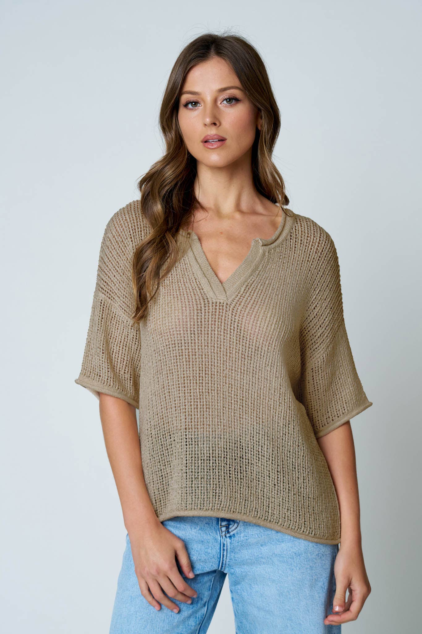 Meet me at the Coast Knit Top-Khaki
