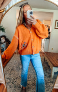 Gameday Orange Contrast Stitch Cardigan
