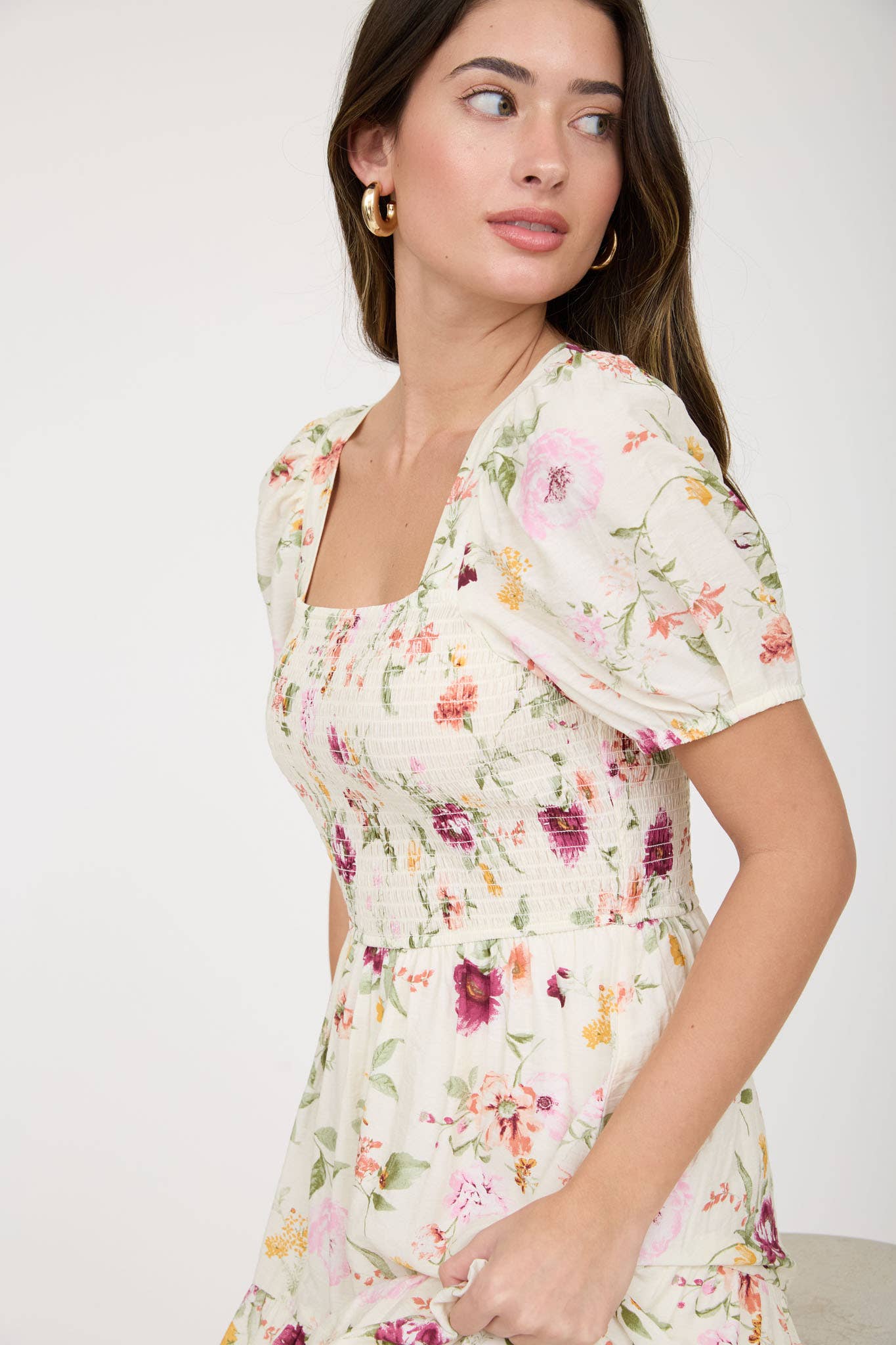 Rosewater Romance Midi Smocked Dress