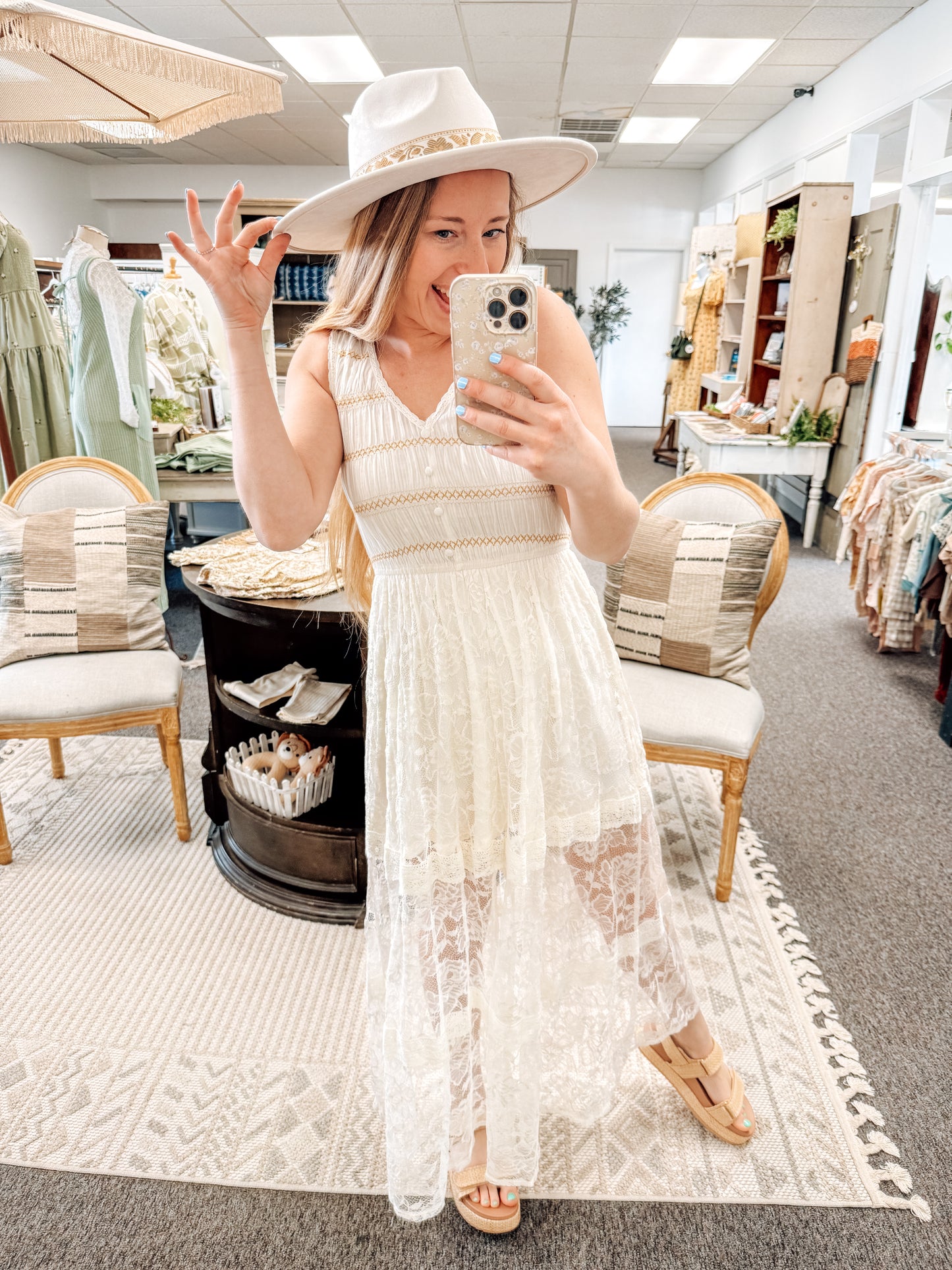 Ivory Daydream Lace Midi Dress