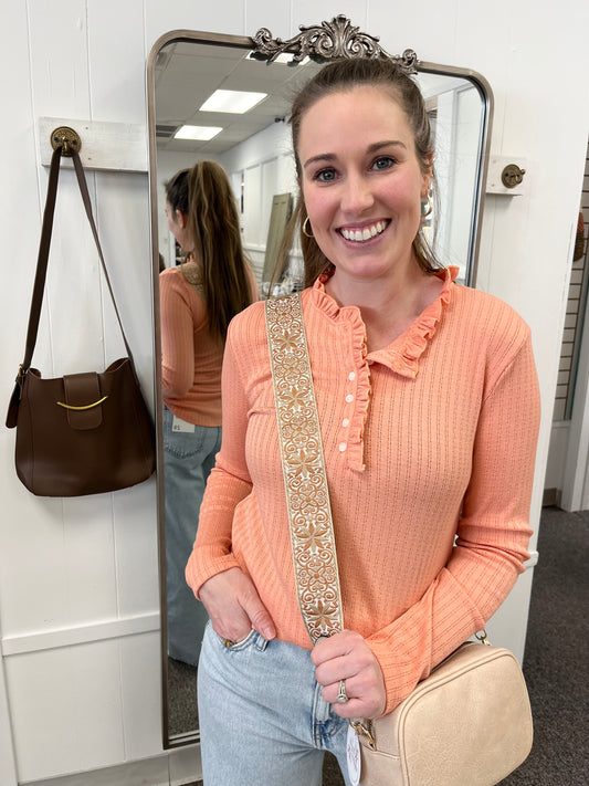 Caught in Coral Ruffle Top