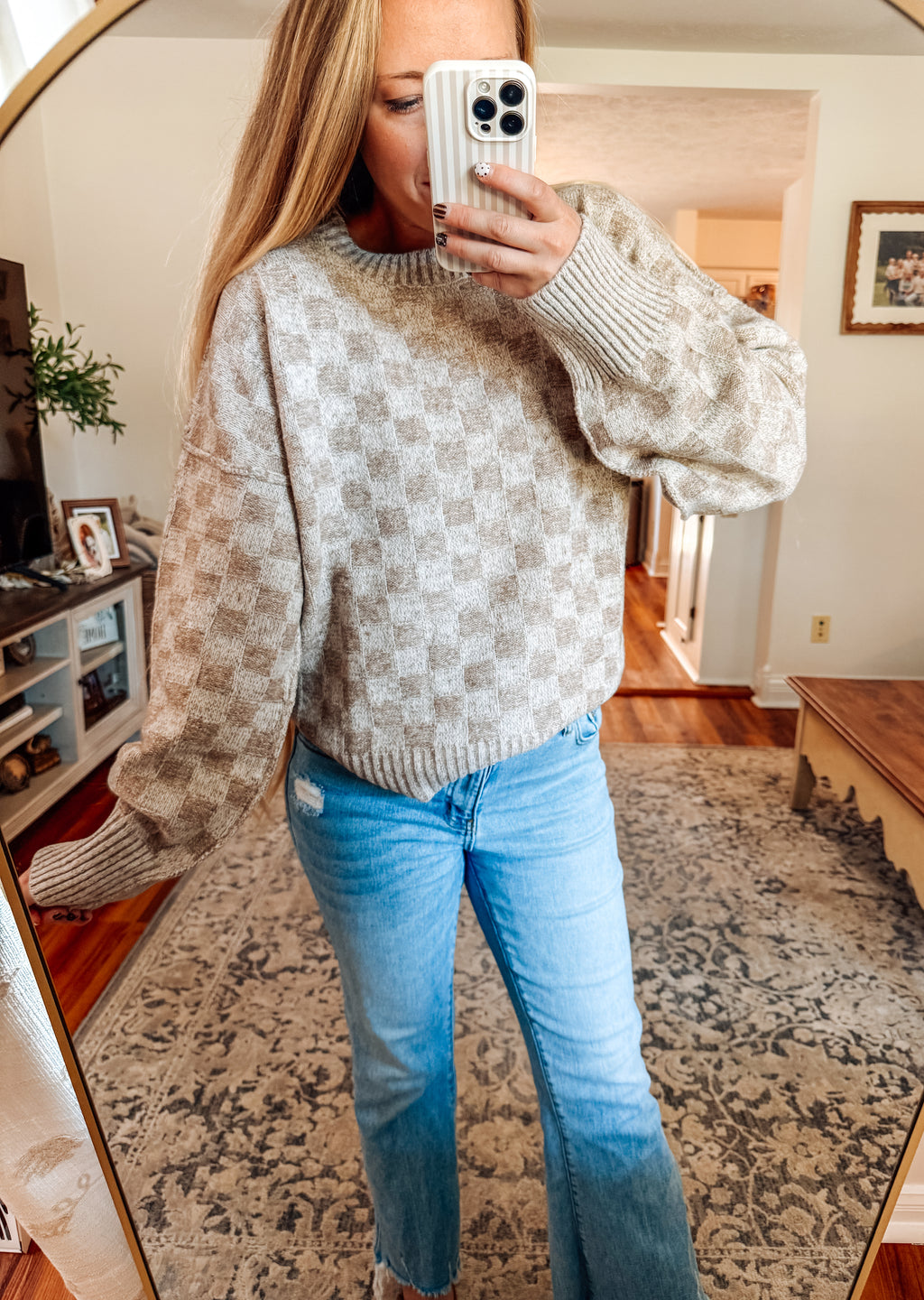 Checkerboard Knit Sweater