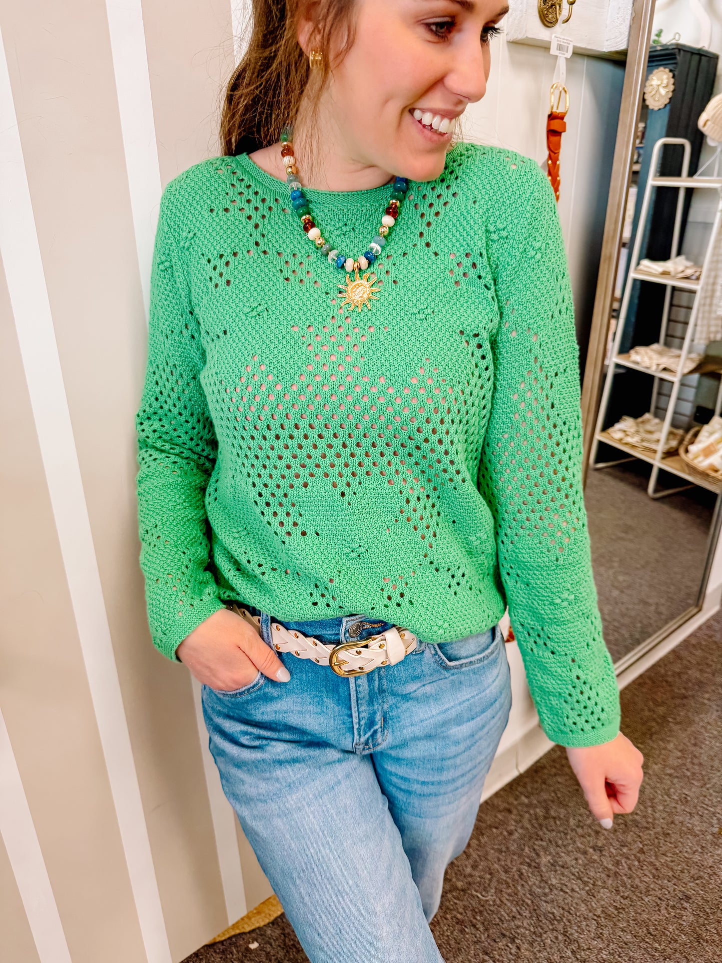 Clover Bloom Open Knit Top (S-XL)