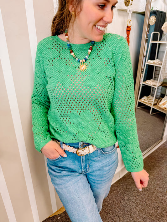 Clover Bloom Open Knit Top (S-XL)