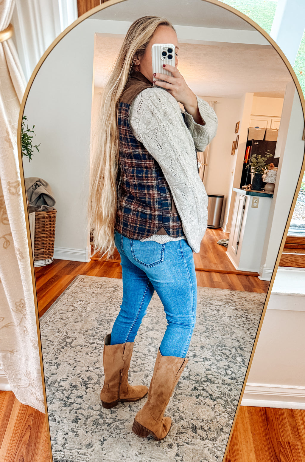 Small Town Charm Navy Plaid Vest