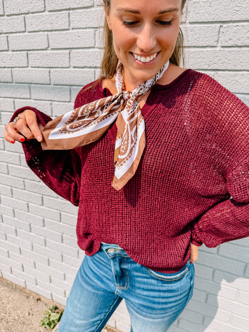 Dripping in Sangria Split Knit Top