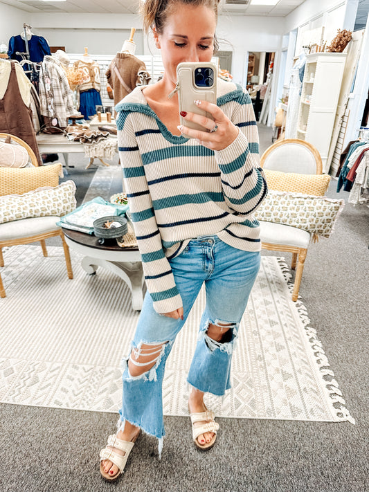 Outland Striped Collared Top