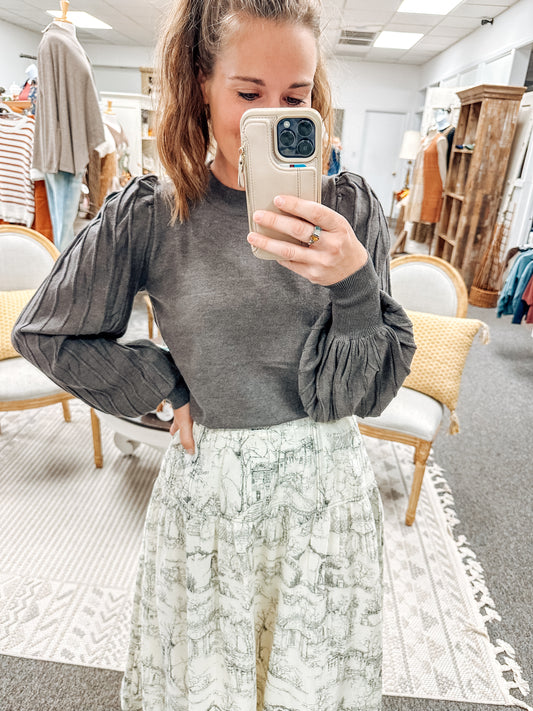Added Textured Sweater-Charcoal