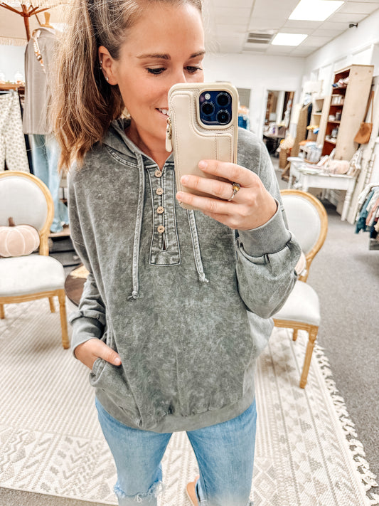 Cabin Season Hooded Sweater-Charcoal