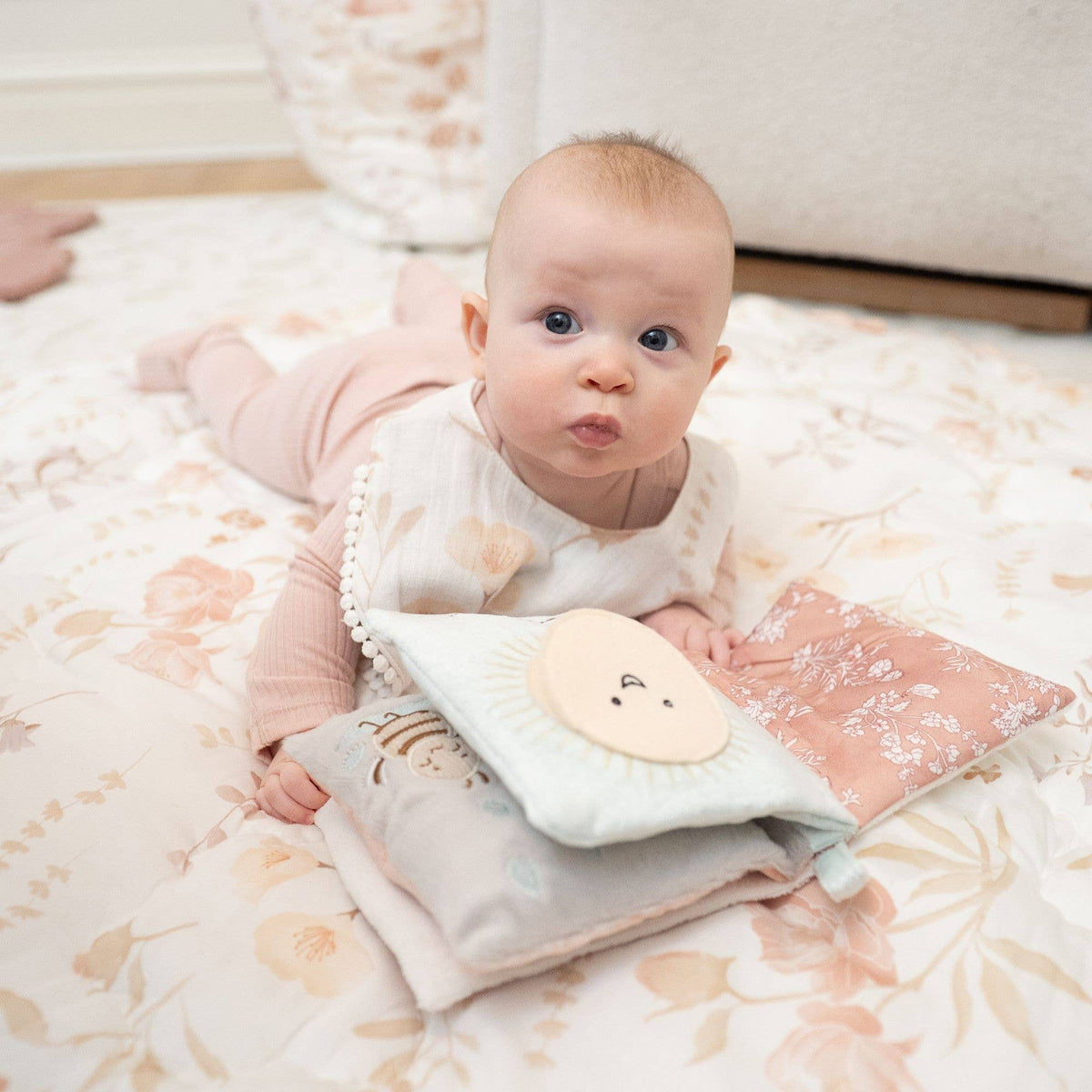 Violet Floral Cotton Baby Bib (3 Colors)