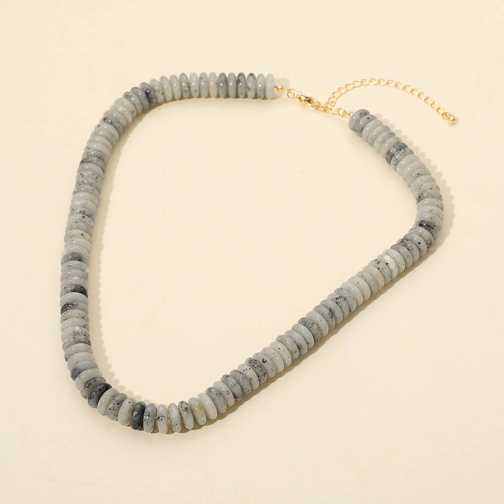 Flat Resin Disc Beaded Necklace (2 colors)