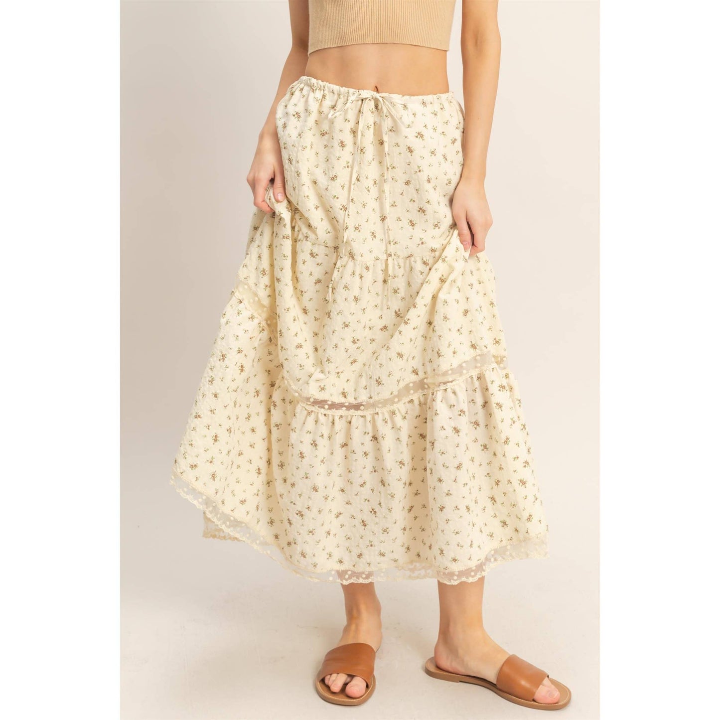 Desert Bloom Lace Trim Skirt