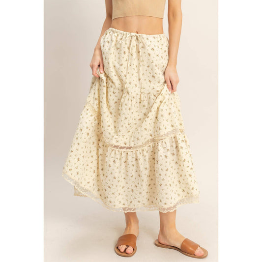 Desert Bloom Lace Trim Skirt