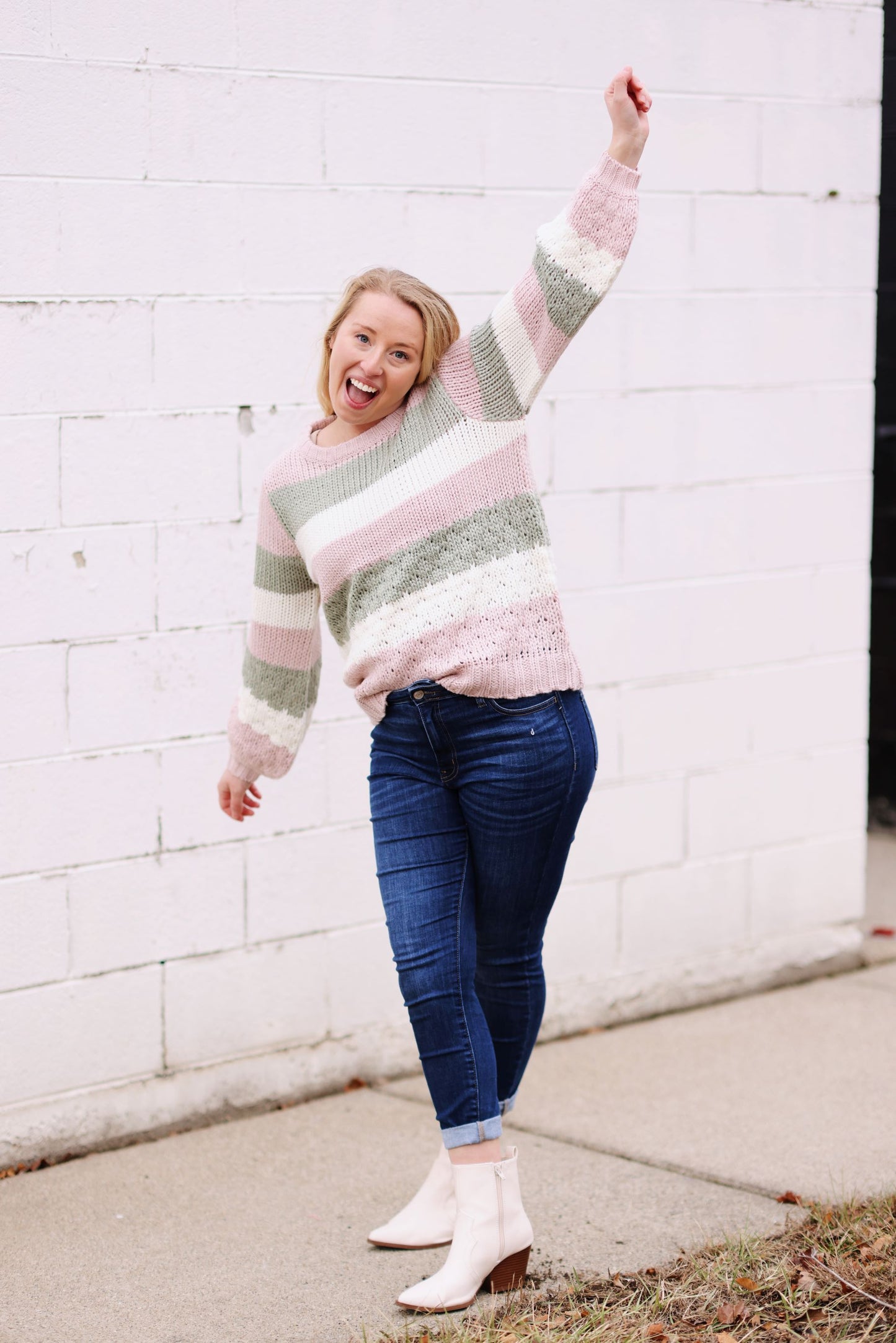 Easy Going Textured Stripe Sweater (S-XL)