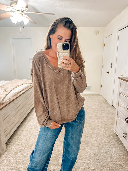 Simply Styled Inverted Seam Knit Top-Cocoa