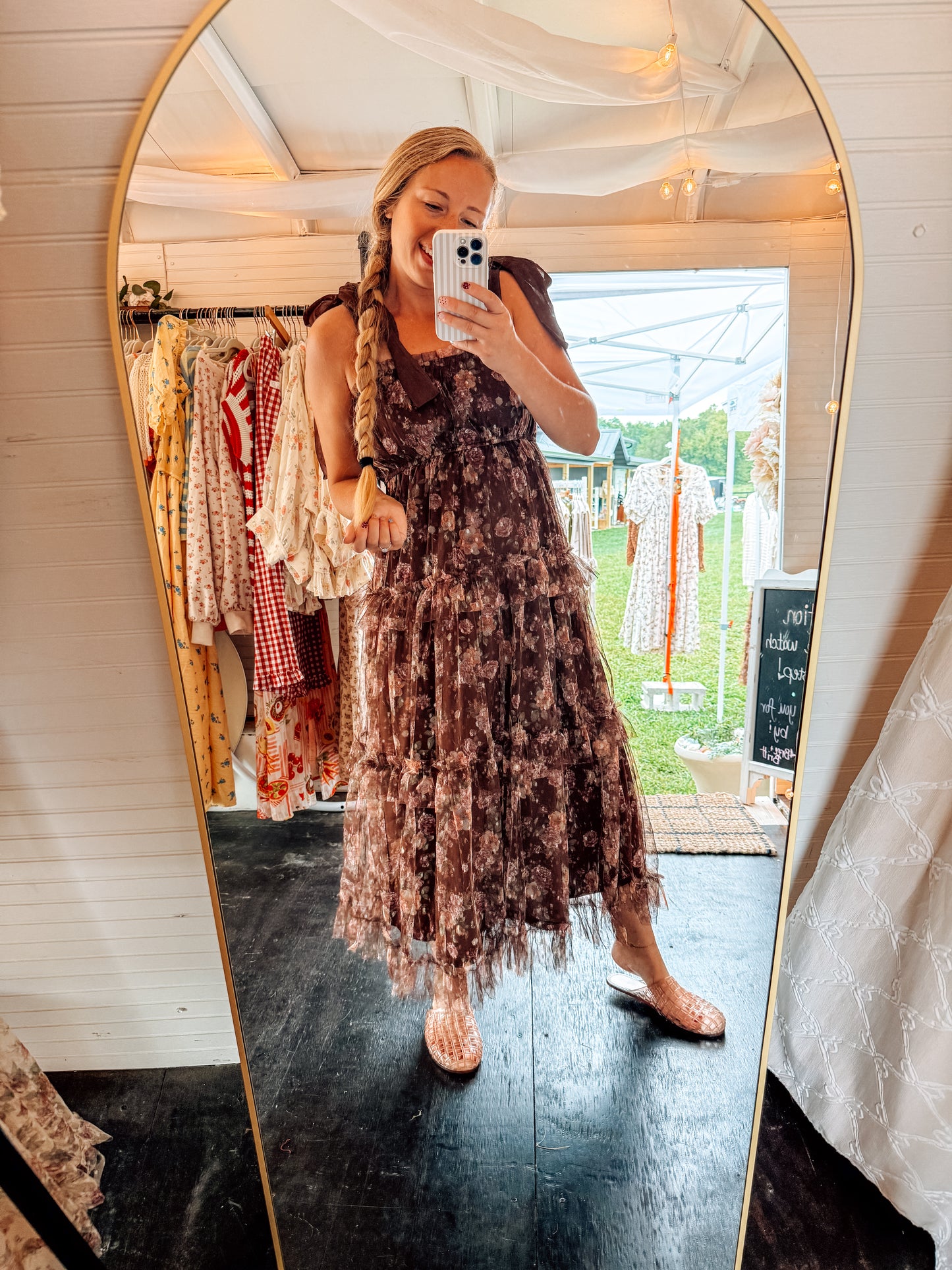 The English Garden Dress-Brown Multi