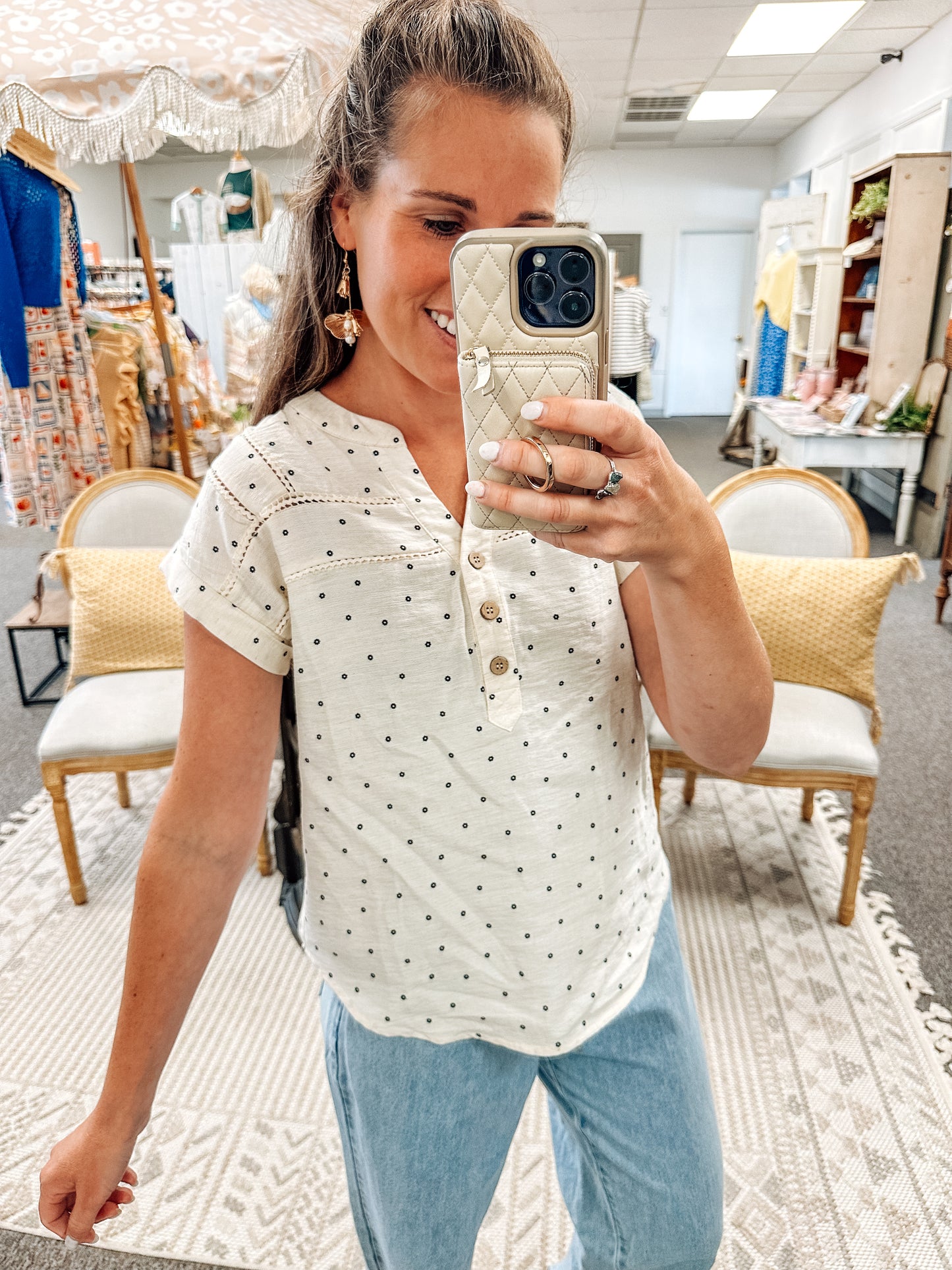 Dotted to Perfection Short Sleeve Top (S-3X)