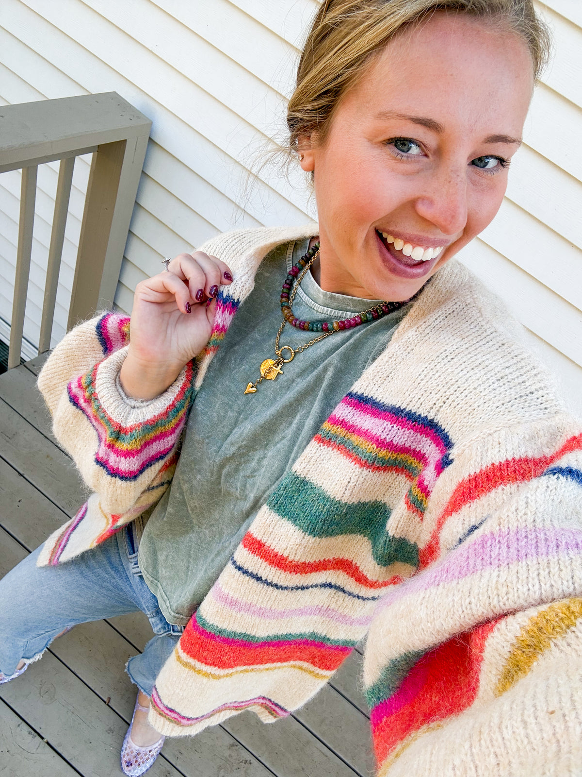 Setting Sunset Striped Knit Cardigan