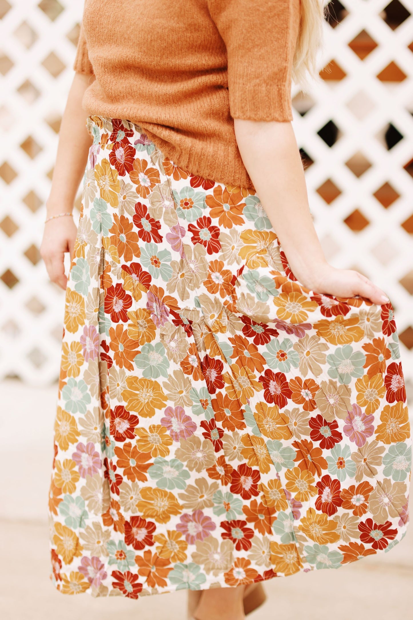 Fall Garden Harvest Midi Skirt (S-3X)