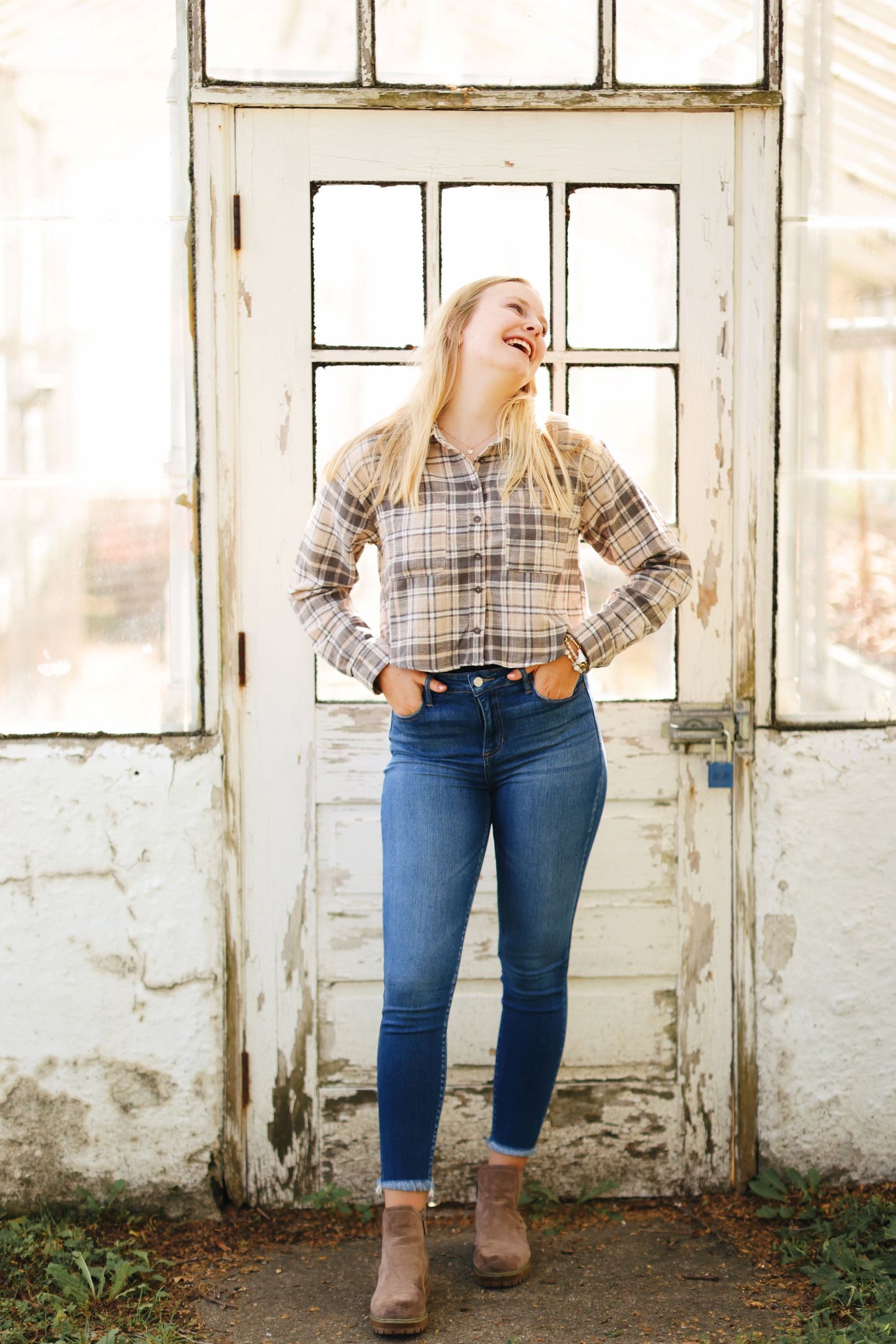 Rustic Flannel Cropped Button Up