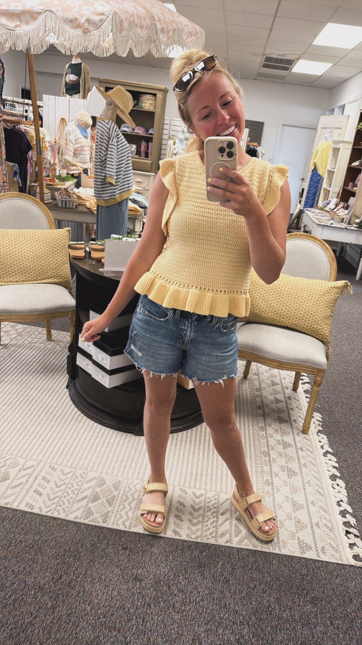 Sunshine Ruffled Sweater Knit Top
