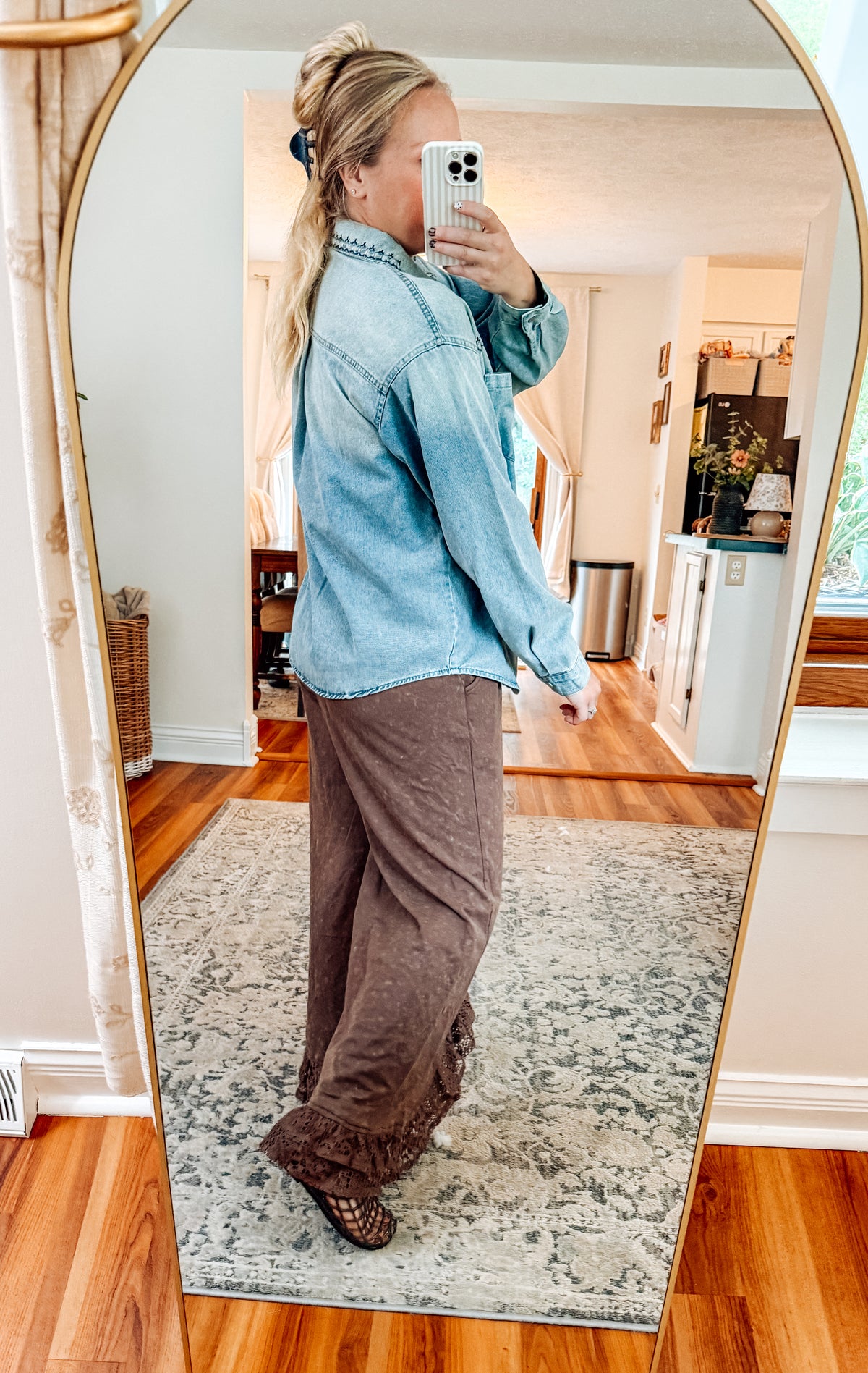 The Wild & Free Embroidered Denim Button Up