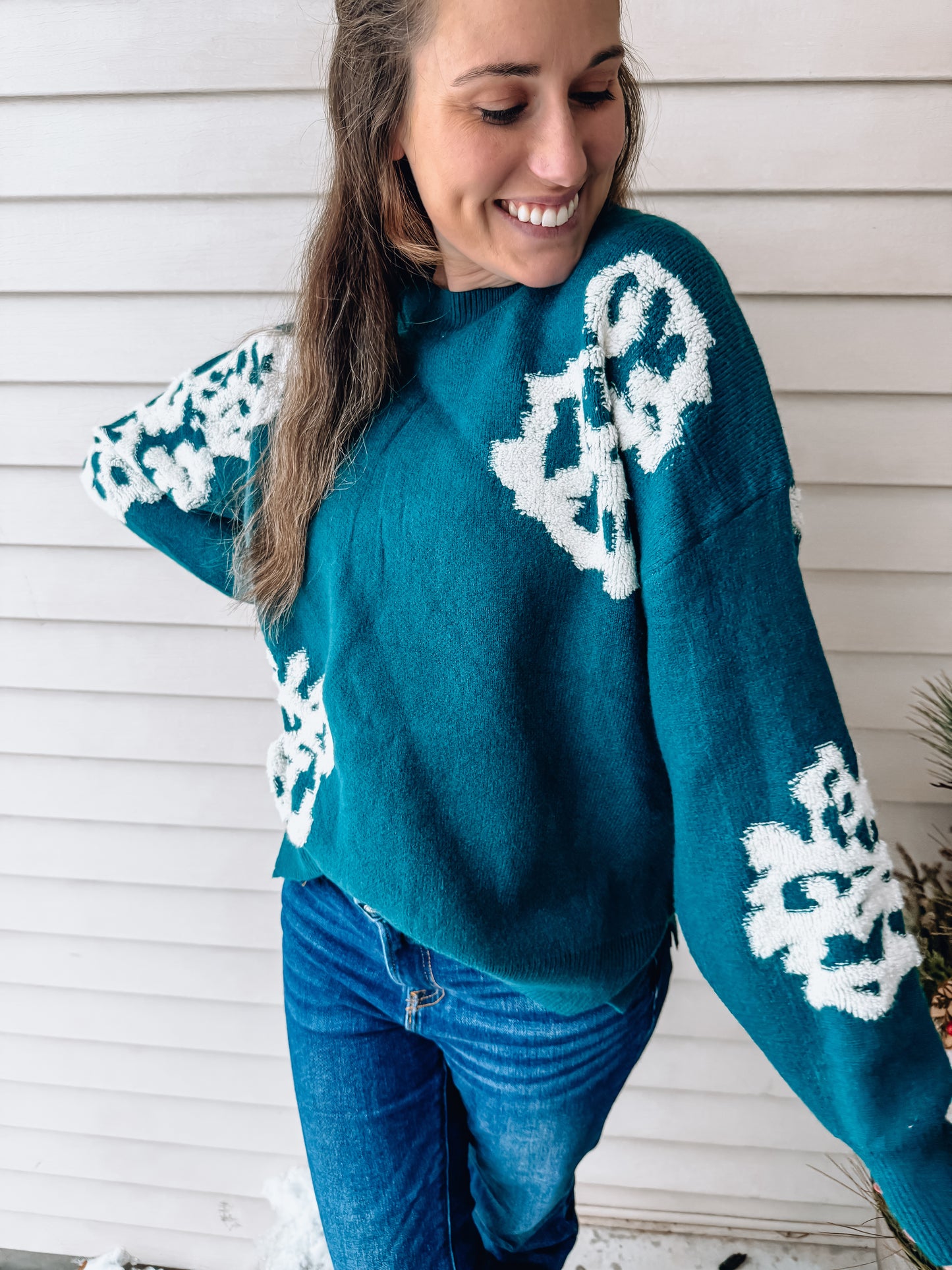 The Woodland Bloom Sweater-Emerald