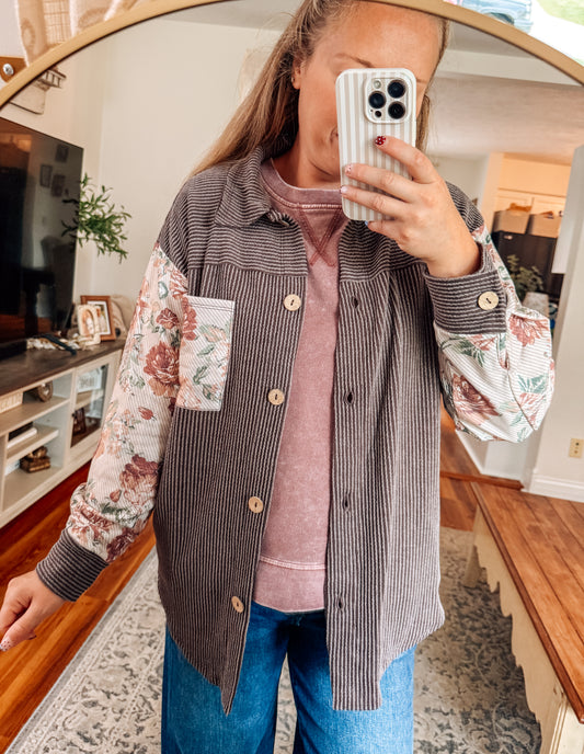 Layer Me Up Contrast Ribbed Button Up
