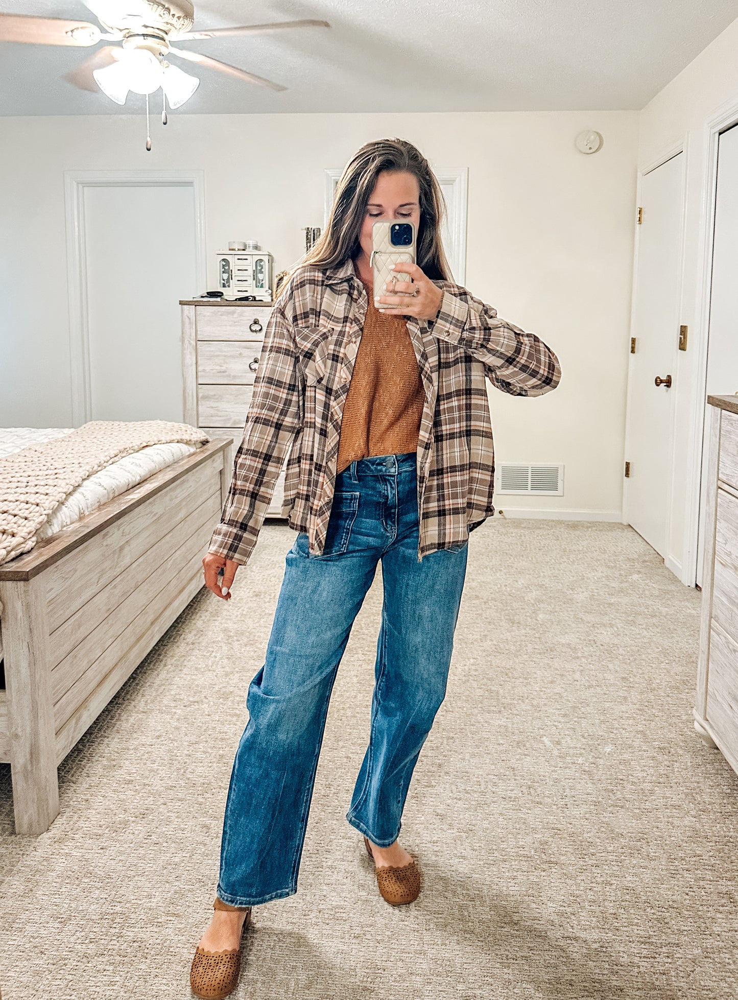 The Backroad Plaid Button Down-Taupe