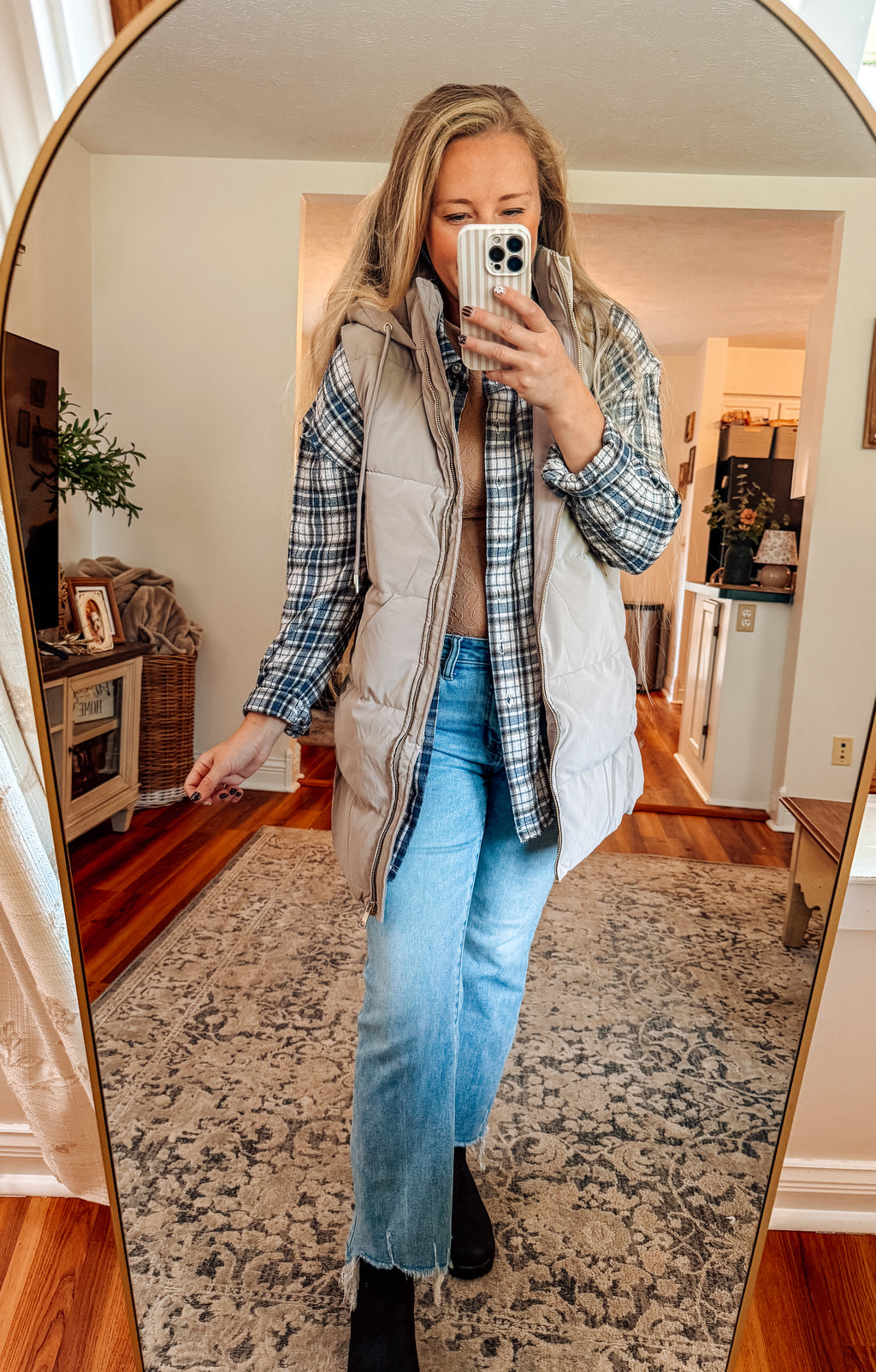 Layered In Fall Puff Long Vest