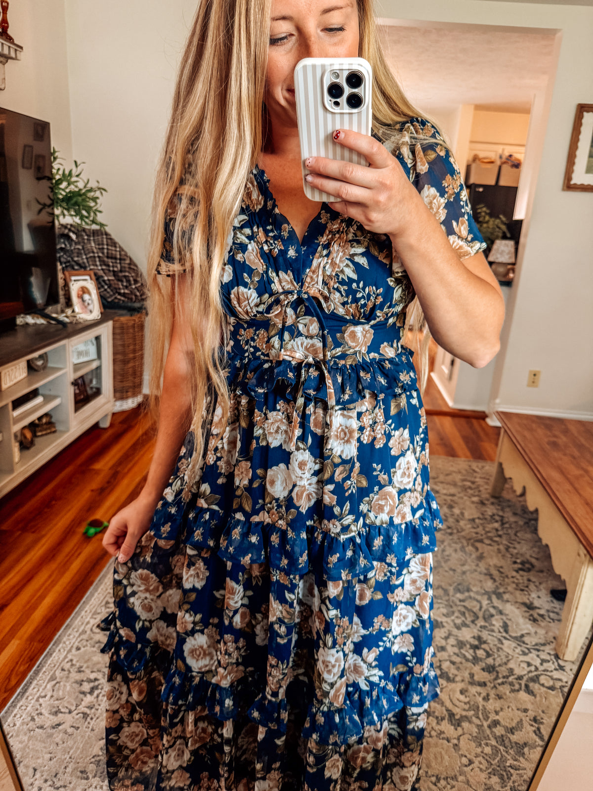 Hometown Honey Floral Ruffled Midi Dress