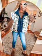 Cozy In Bloom Floral Sherpa Corduroy Vest