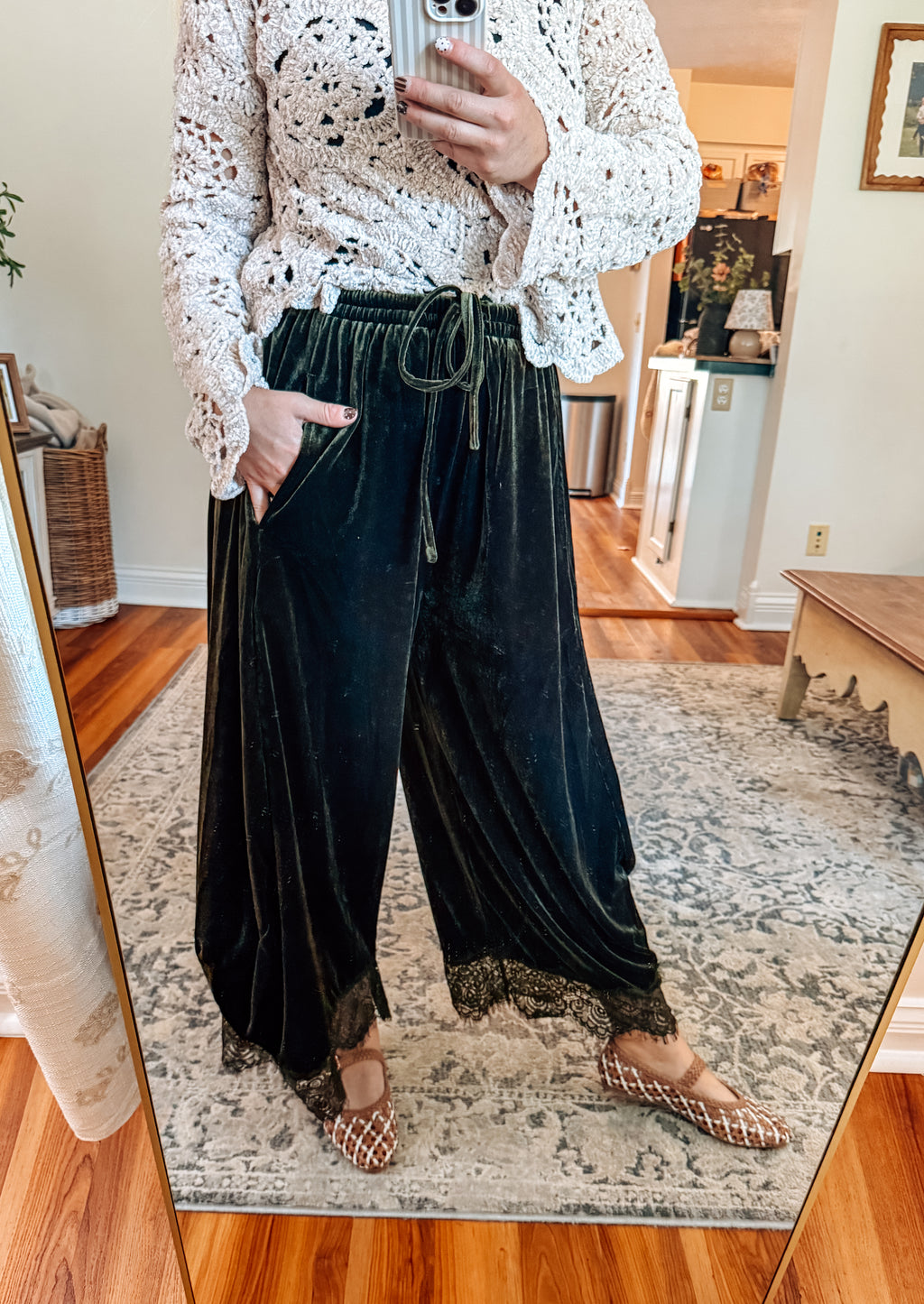 Velvet Nights Olive Wide Leg Pants