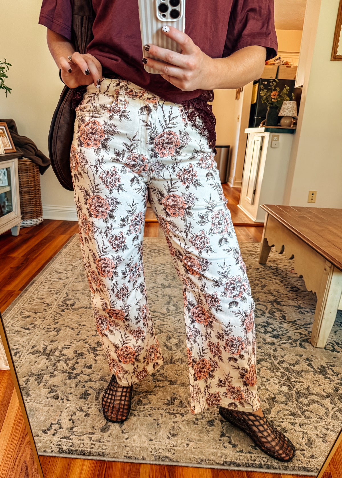 Vintage Blooms Floral Wide Leg Jeans