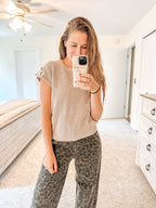 The Main Character Acid Wash Knit Top-Khaki