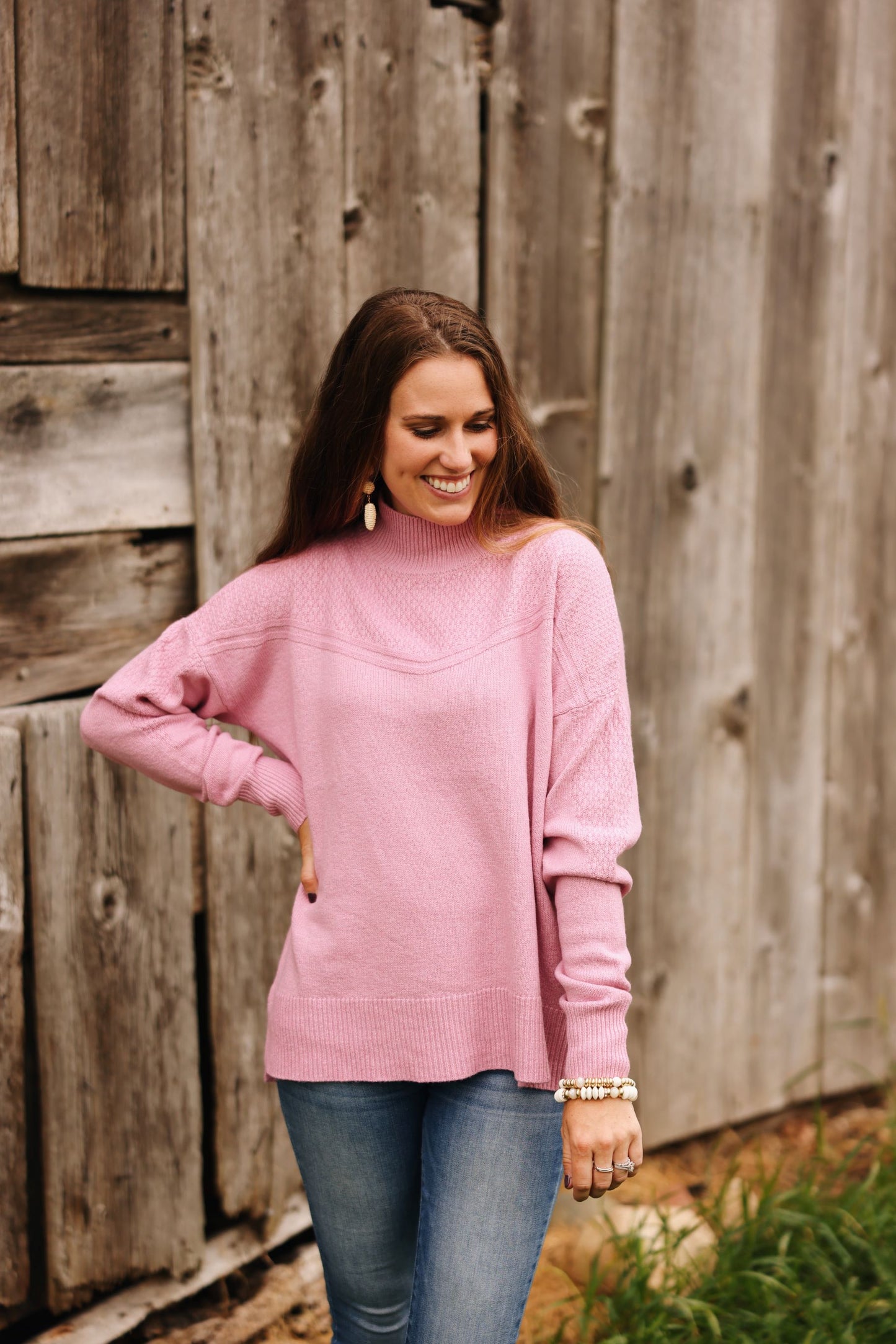 Hearthside Haven Lightweight Sweater-Pink
