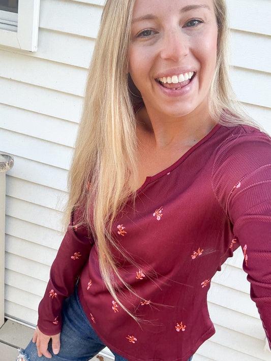 The Harvest Rose Ribbed Top (S-XL)