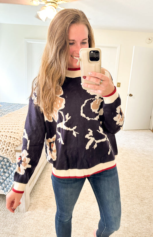 Midnight Garden Floral Sweater