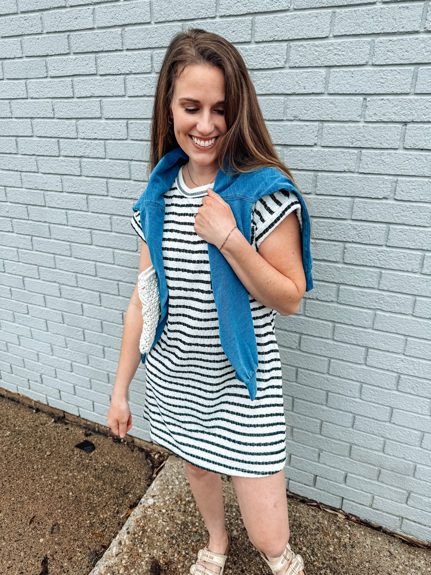 City Stripe Knit Tee Dress