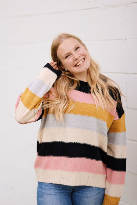 Fall Moods Striped Knitted Sweater (S-XL)