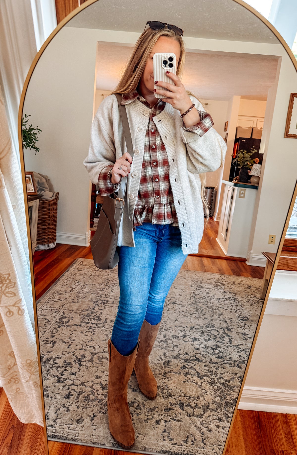 Button Down Check Plaid Babydoll Peplum Shirt