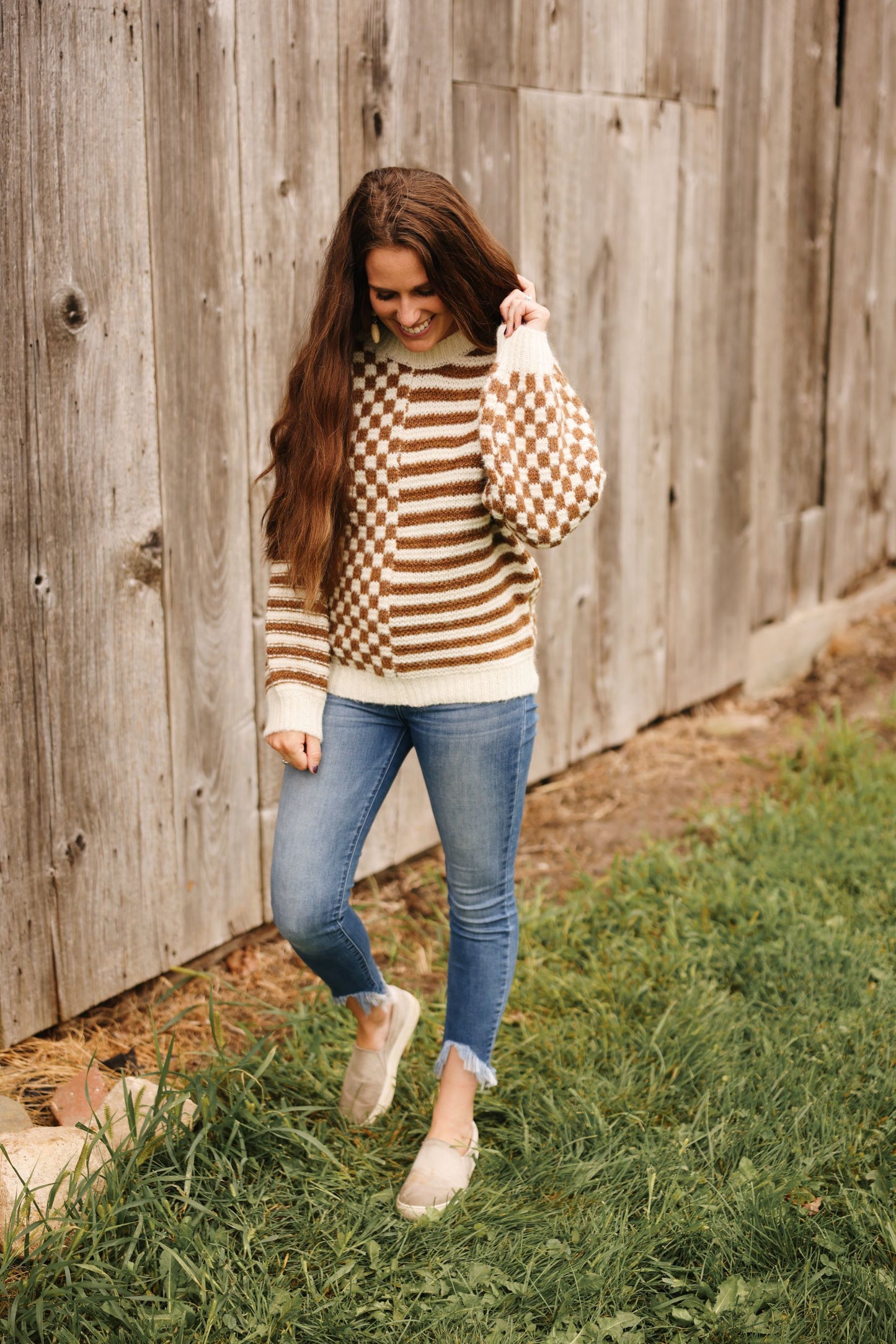 Maple Lane Mixed Print Knitted Sweater